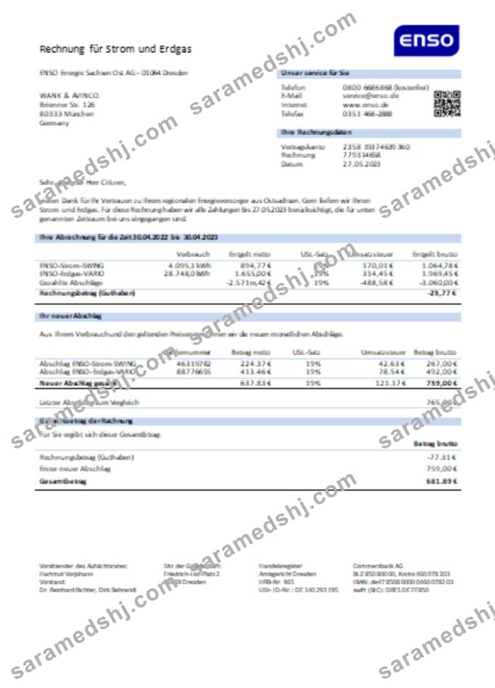ENSO electricity utility business bill SCR